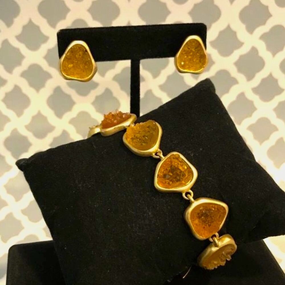 Coldwater Creek Gold-Tone Bracelet & Earring Set